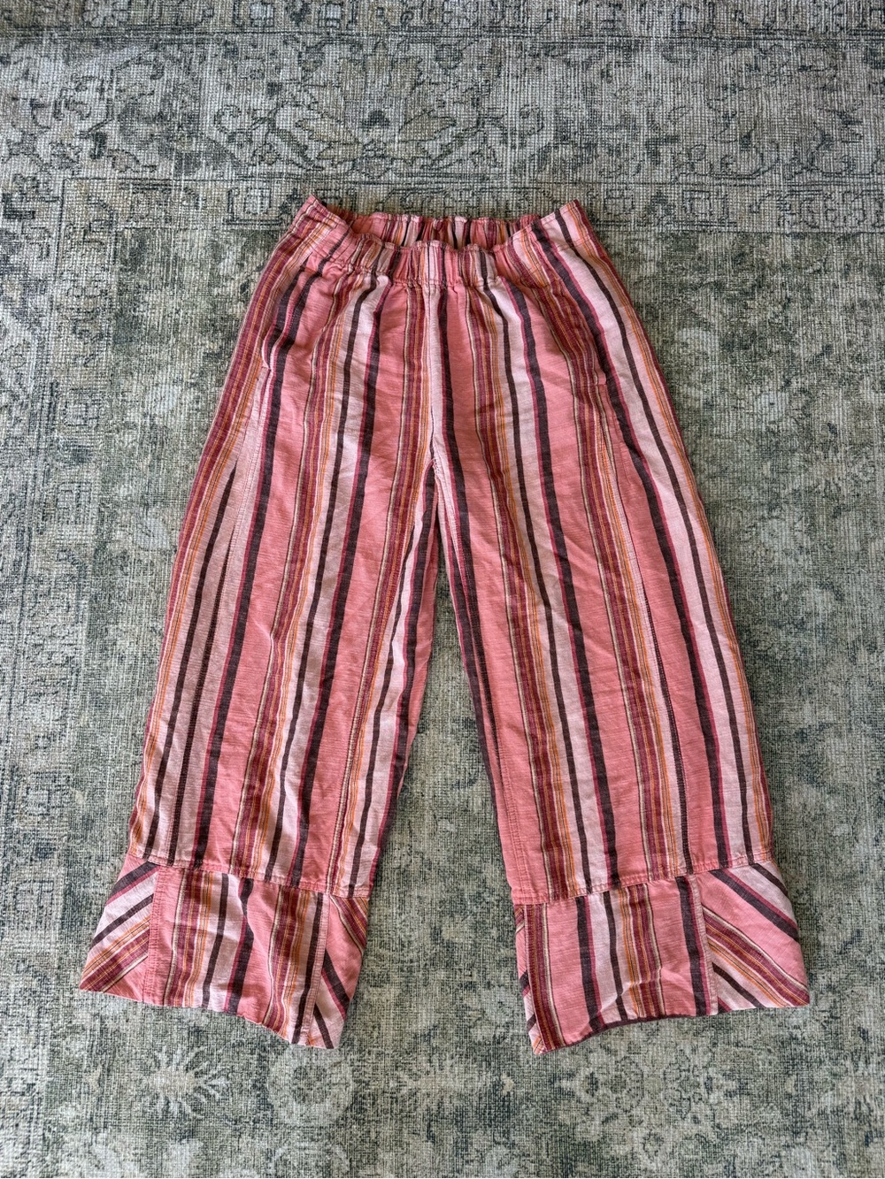 Free People Days End Cotton & LinenStriped Wide-Leg Pants Flowy Size Large - Picture 9 of 9